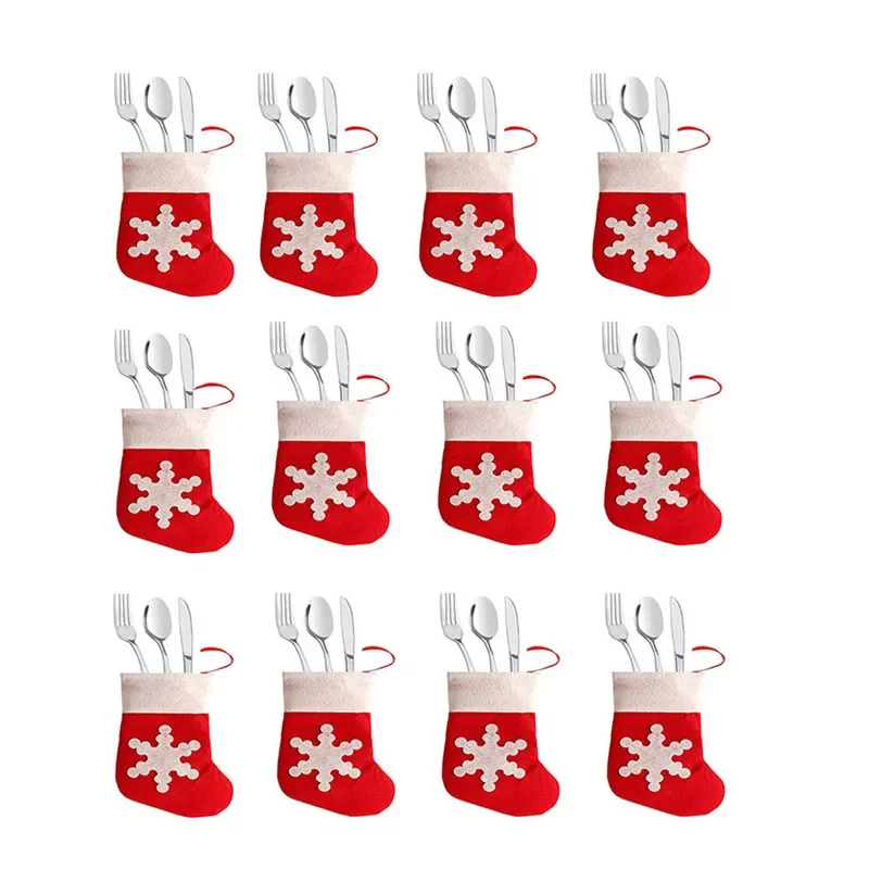 

Mini Christmas Stockings Xmas cap Party Table Knife Spoon Fork Bag Christmas Sock Decoration Tableware Bags Hanging Ornament