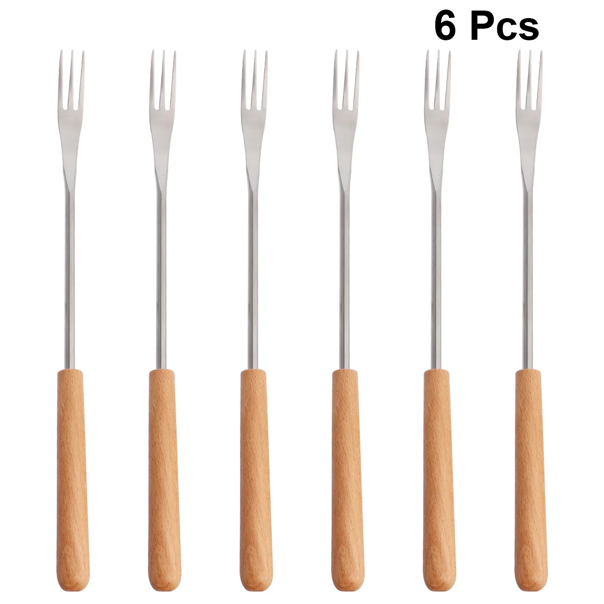 

Fondue Forks Fork Stainless Steel Skewers Sticks Handle Grilling Cheese Hot Fruit Chocolate Wood Barbecue Bbq Dessert Pot Wooden