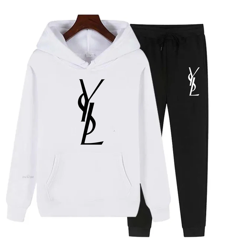 

Men's Fashion Luxury Sweatshirt Tracksuit Sport Casual Hoodies+Sweatpants Sets Outfits Jogger Brand Pullover Streetwear Suits