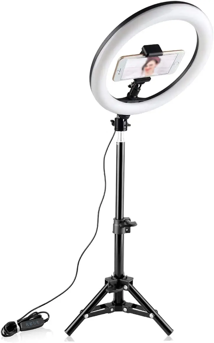 

Illuminator LED Ring Light 26cm for Makeup Photos with Tripod and Cell Phone Holder suporte celular carro