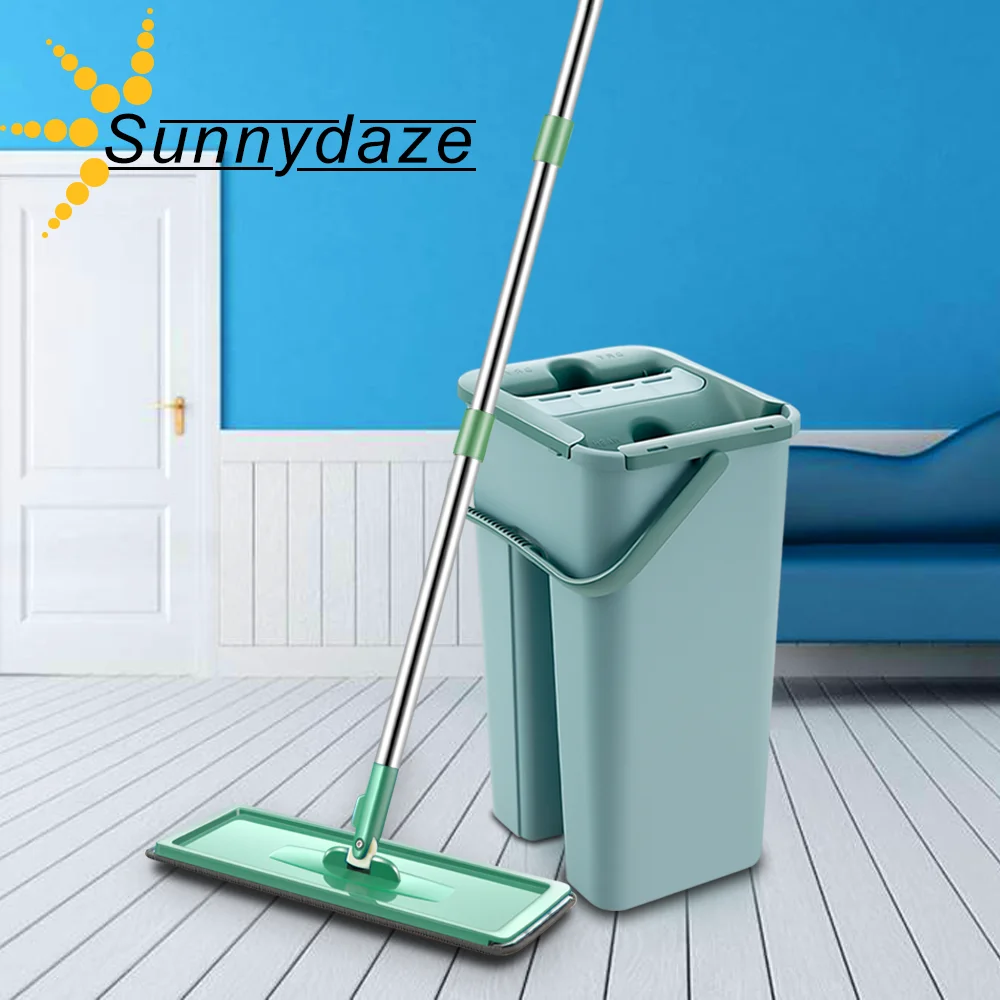 

Squeeze Mop With Spin Bucket Home Kitchen Floor Cleaning Supplies Utensils Hand Free Washing Tool Microfiber Mops Magic Green