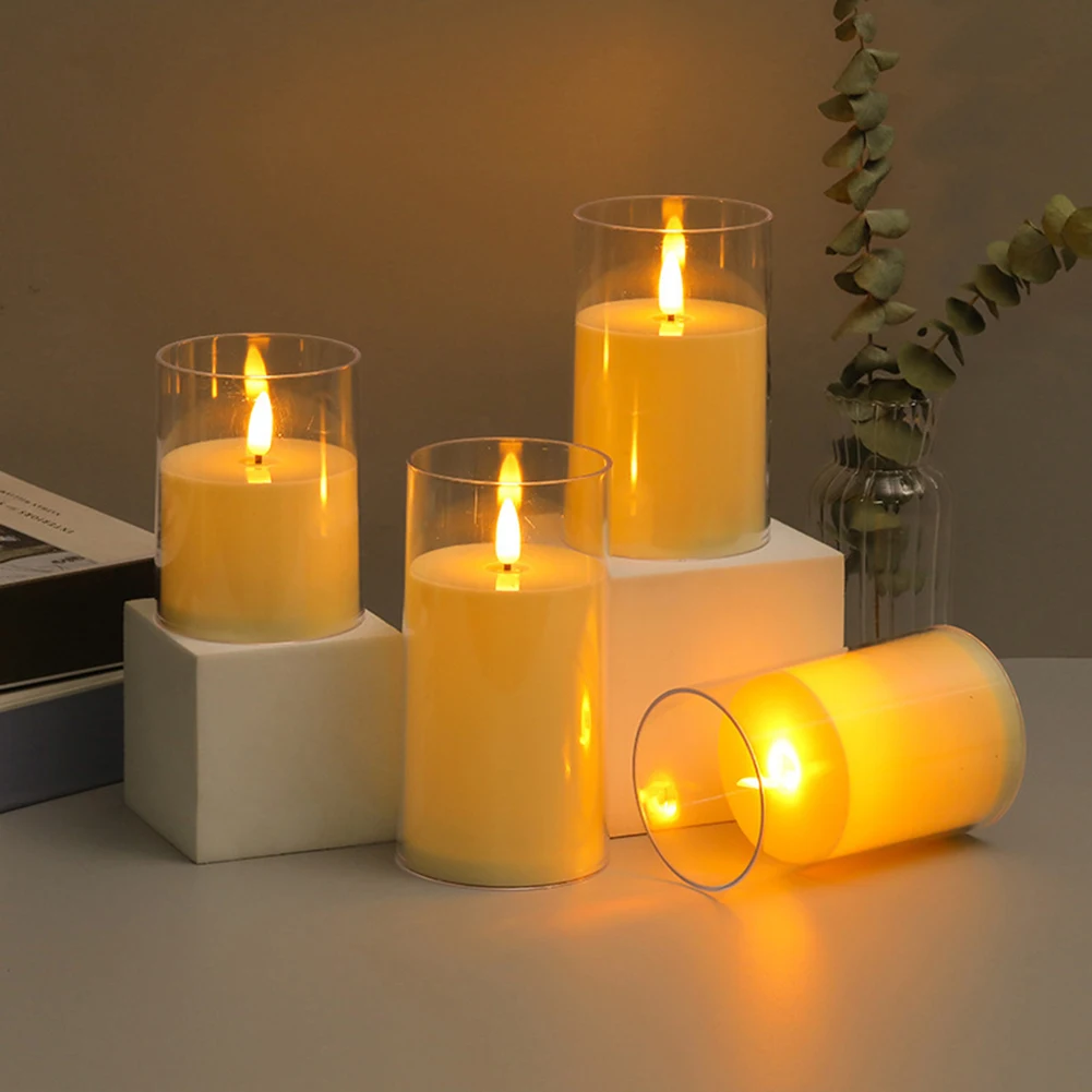

LED Electronic Candle Lights Battery Operated Candle Atmosphere Lamp Reusable Candle Lamp Ornaments for Fireplace Xmas Halloween