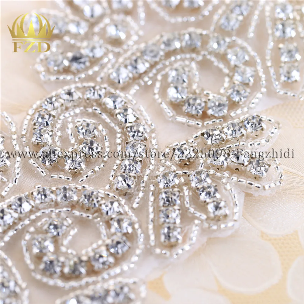 FZD 1 Yard Rhinestones Crystal Flower Shape Crystals Sew On Sash Belt Shiny Glass Appliques Motif For Wedding Dresses Belts |