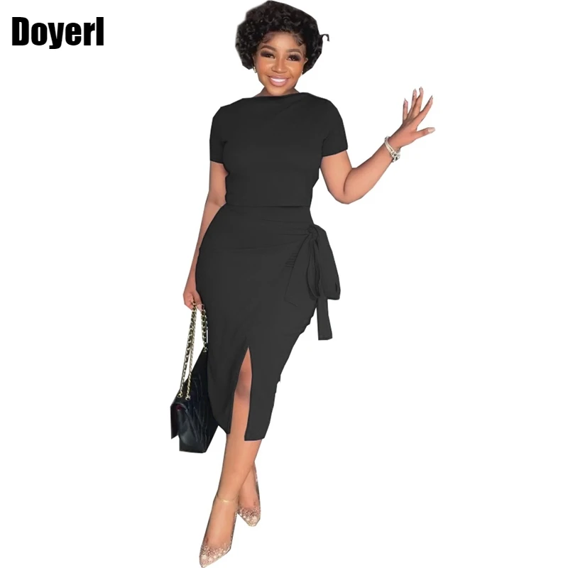 

Elegant Sexy Office Lady Two Piece Set Women Suit Party Crop Top and Wrap Midi Skirt Set 2 Piece Matching Sets Sexy Club Outfits