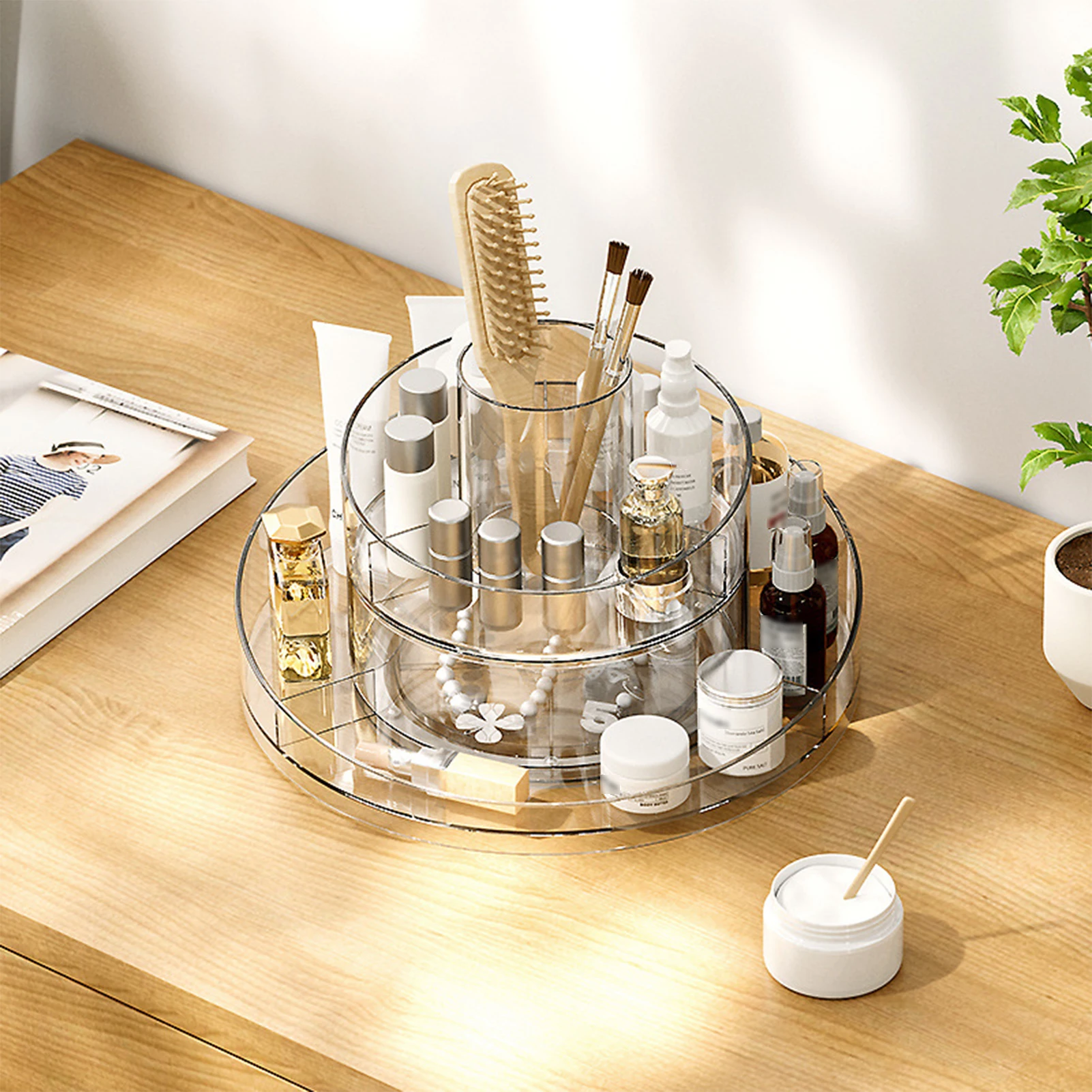 

360 Degree Rotating Cosmetics Organizer Makeup Storage Box High Quality Material For Daily Travel Desktop Storage Of Cosmetics