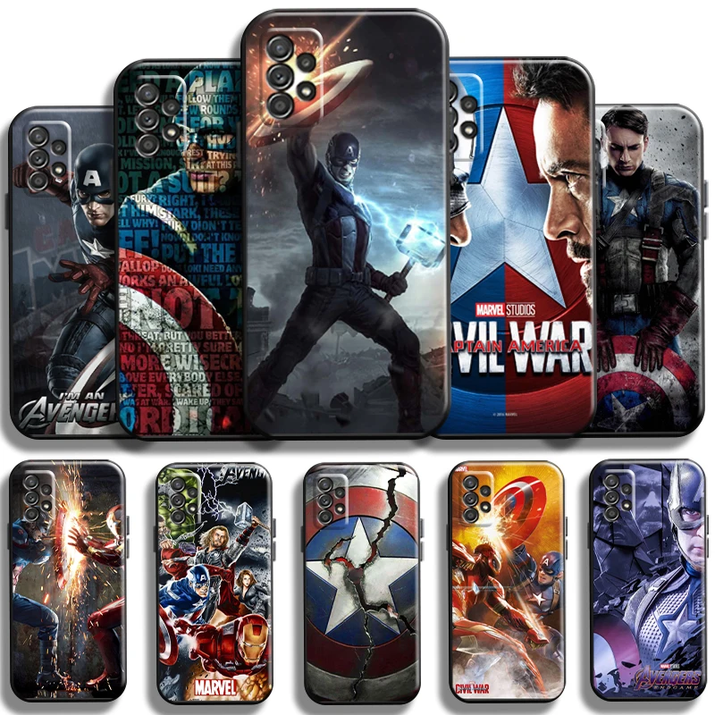 

Avengers Captain America Phone Case For Samsung Galaxy A72 5G Cover Cases Carcasa Shell Full Protection Liquid Silicon Soft