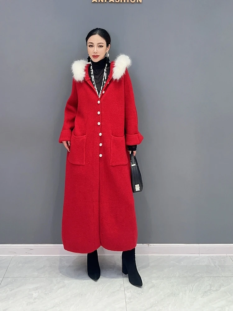 

Женский длинный свитер, вязаная ветровка с капюшоном и длинным рукавом, плотный теплый повседневный Удобный свободный свитер большого размера на осень 2023