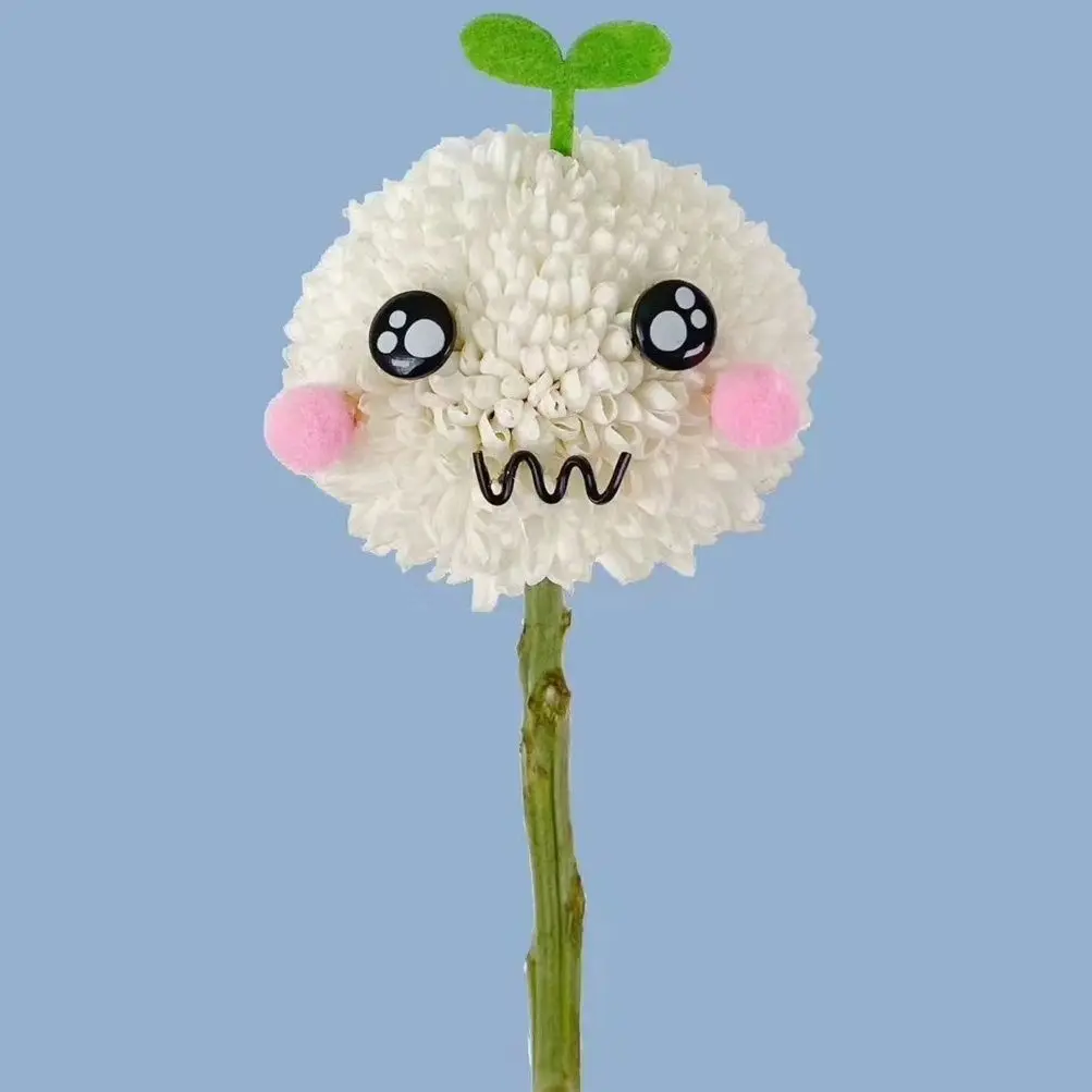 

Small tuanzi ping pong chrysanthemum flowers cartoon animal floral modelingexpression smiling face diy handmade creative cute