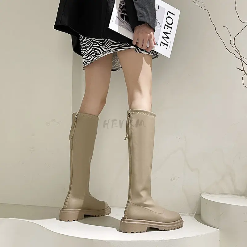 

2021 NEW Ins Women Long Boots Flat Heel Shoes Women Winter Warm Knee High Boots Fashion Shoes Female Footwear Size 35-40