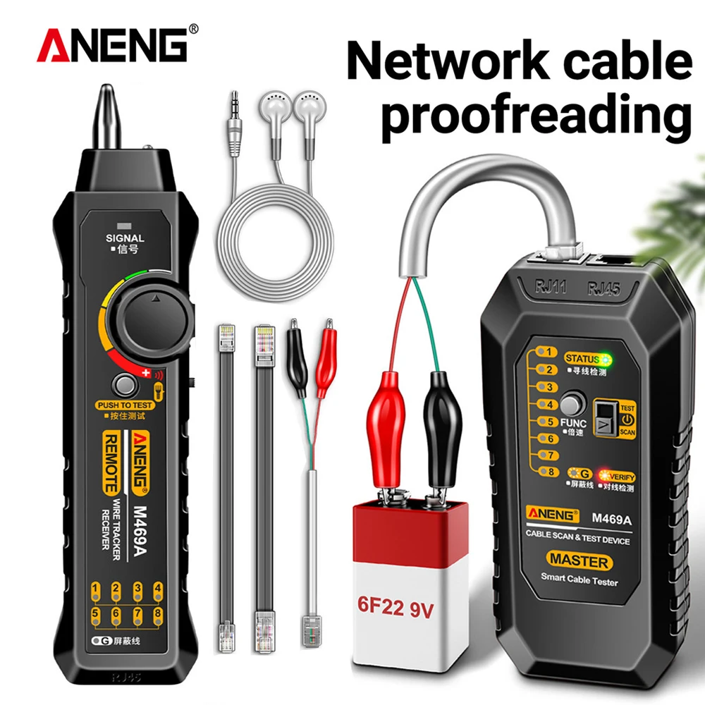 

ANENG M469A Smart Network Cable Tester RJ45 RJ11 LAN Cable Tester Finder Wire Tracker Receiver Network Repair Electrical Tool