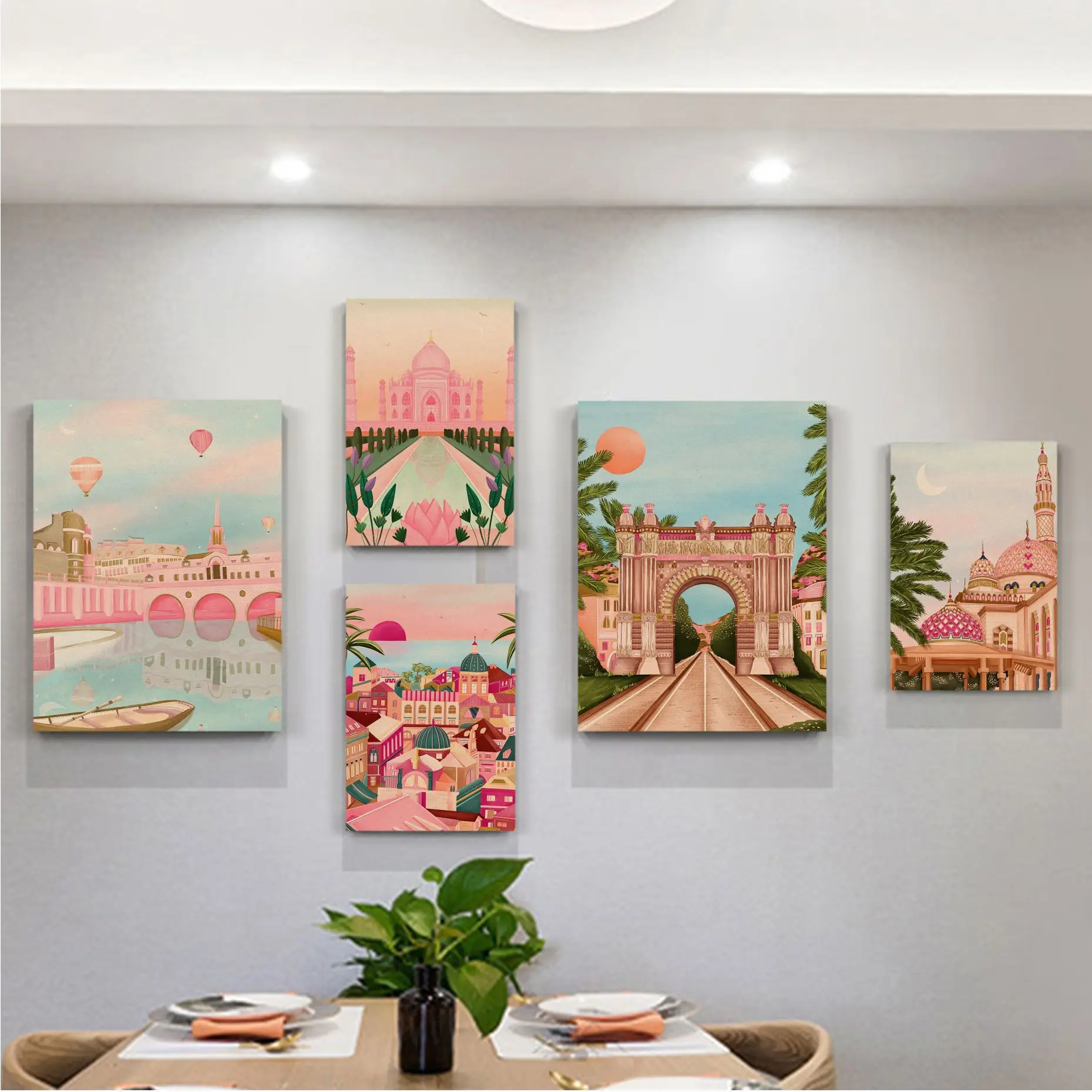 

Pink Cathedral Moscow Town Beach Travel Good Quality Prints and Posters For Living Room Bar Decoration Posters Wall Stickers