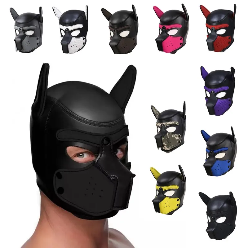 

Gay Puppy Hood Neoprene Mask Muzzle Adult Pet Play Games Dog Slave Full Head Bondage Restraint Fetish Hood BDSM Sex Toys for Men