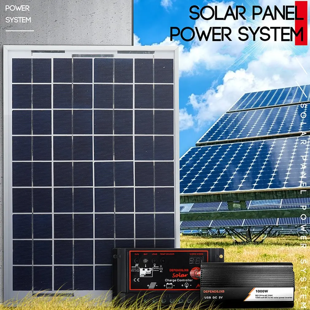 

1000W Solar Panel System 18V 20W Solar Panel 60A Charge Controller Solar Inverter Kit Complete Power Generation Solar Panel