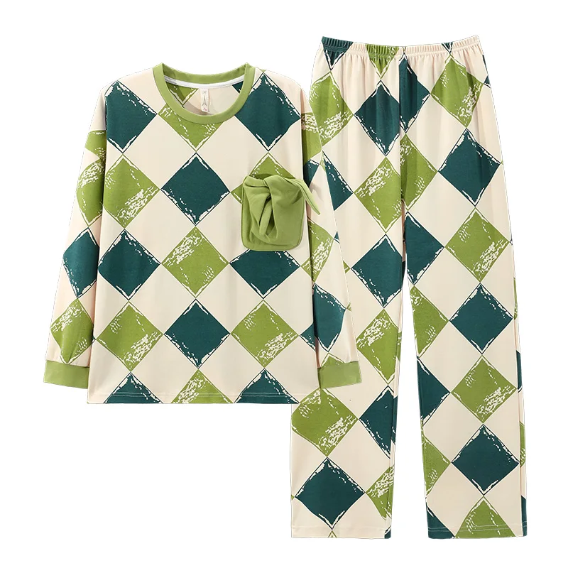 

Fake 1 For 3 Spring Combed Cotton Pajama Sets Women Pyjamas Plaid Sleepwear Loungewear Pijama Mujer Nightsuits Homewear Fashion