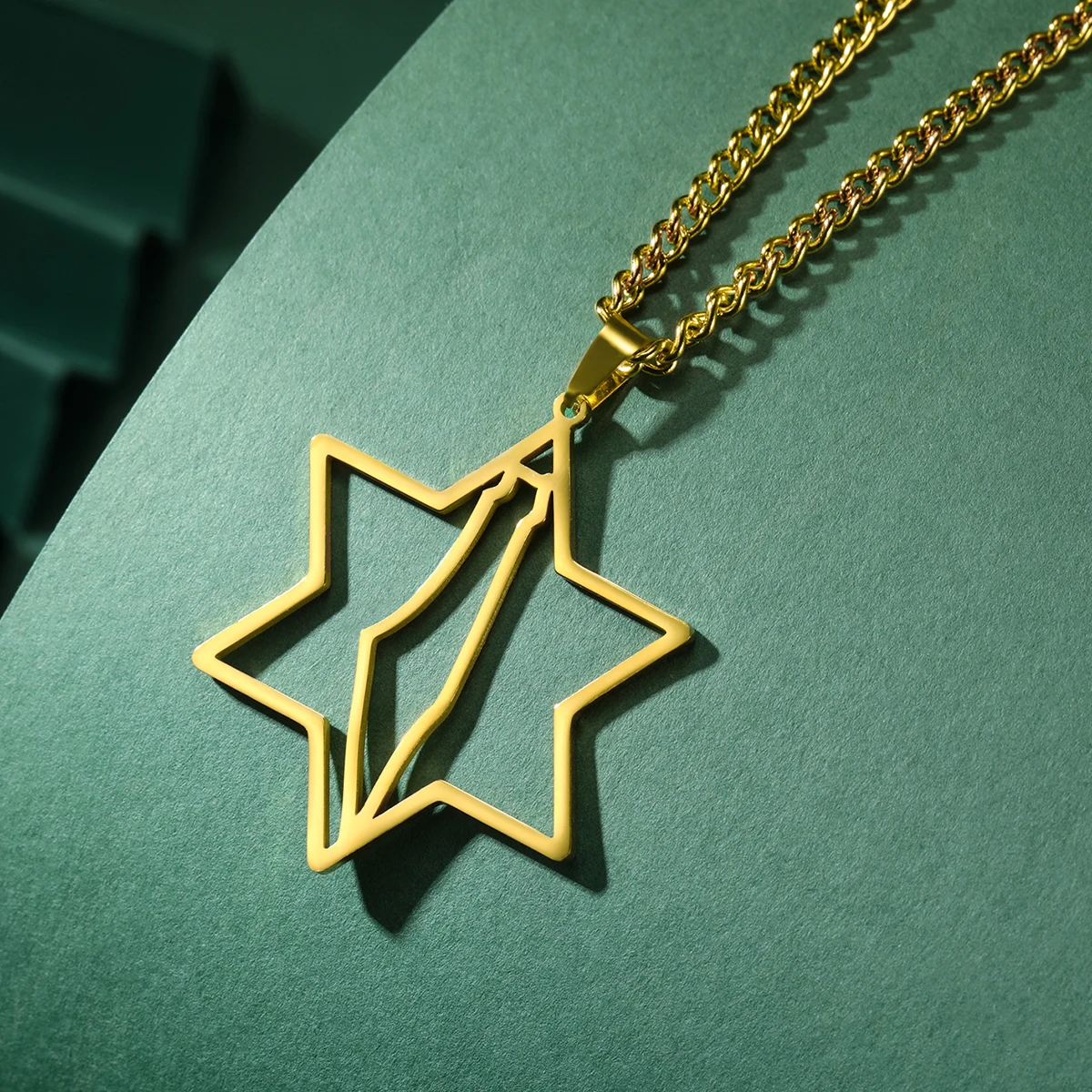 Женская цепочка из нержавеющей стали с подвеской в виде карты Палестины