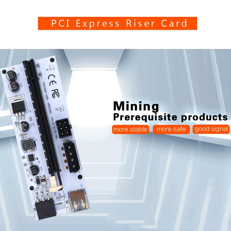 10 шт. карта PCIE Riser VER009S PCI-E 1X до 16X удлинитель PCI Express X16 USB 009S для майнинга биткойнов