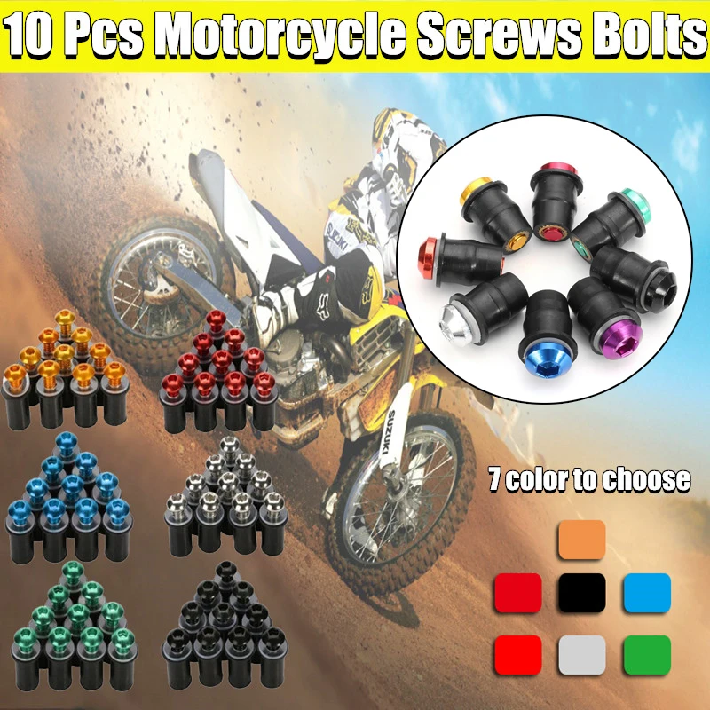 

10pcs Motorcycle Windscreen Windshield Fairing Bolt Screw Kit Well Nuts M5 15mm Motorcycle Screws Bolts