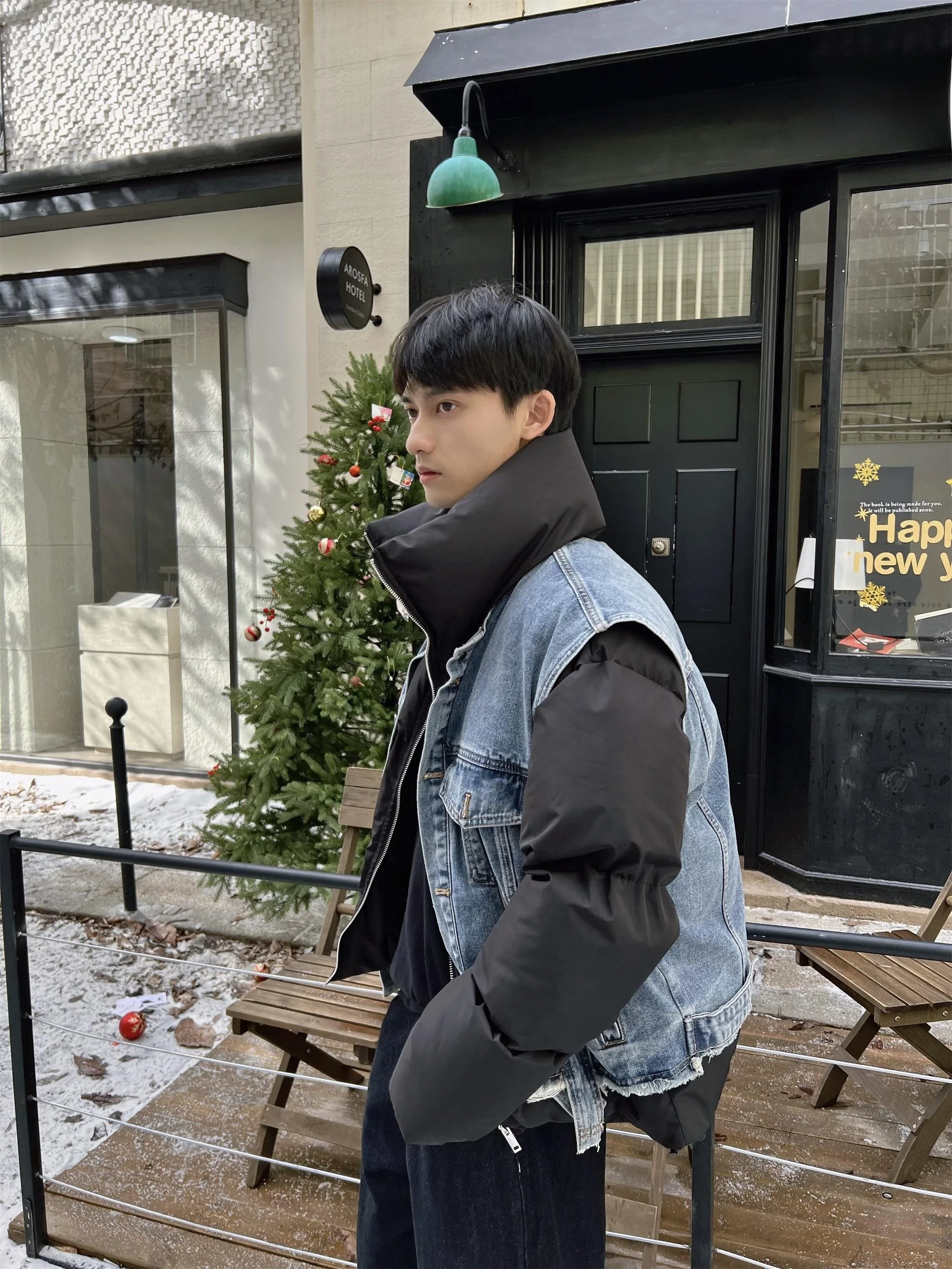 Qiq Fashion Advanced Sense Джинсовый жилет Лоскутная одежда с хлопковой подкладкой Ins