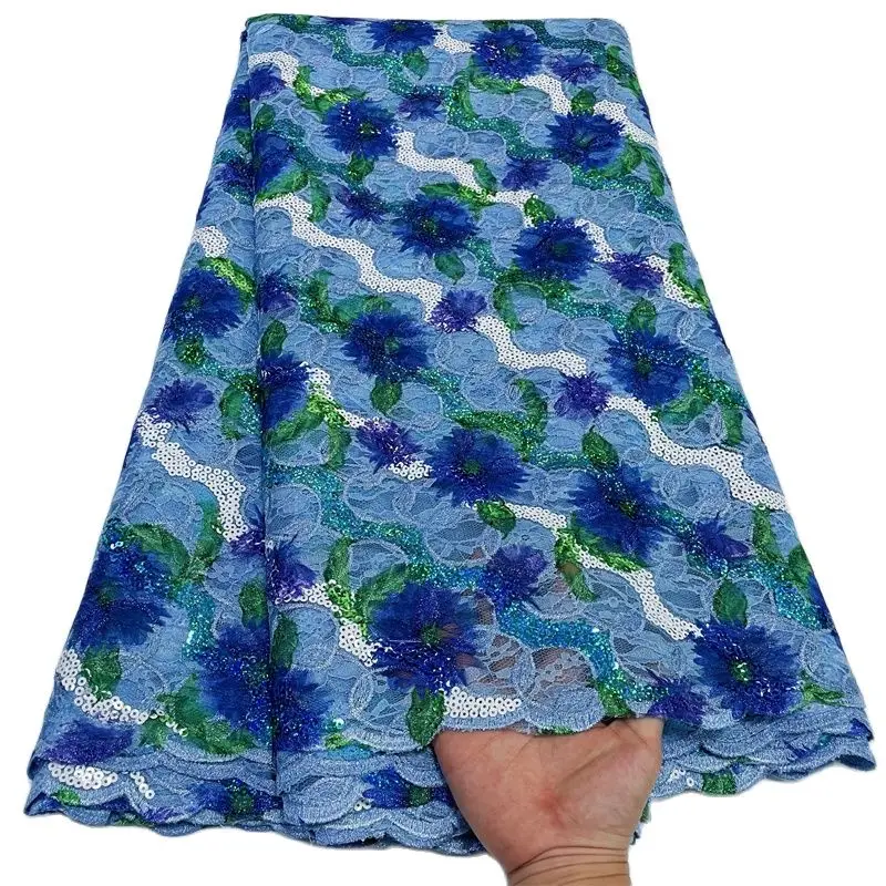Новейший дизайн нигерийская сетчатая кружевная ткань африканские блестки