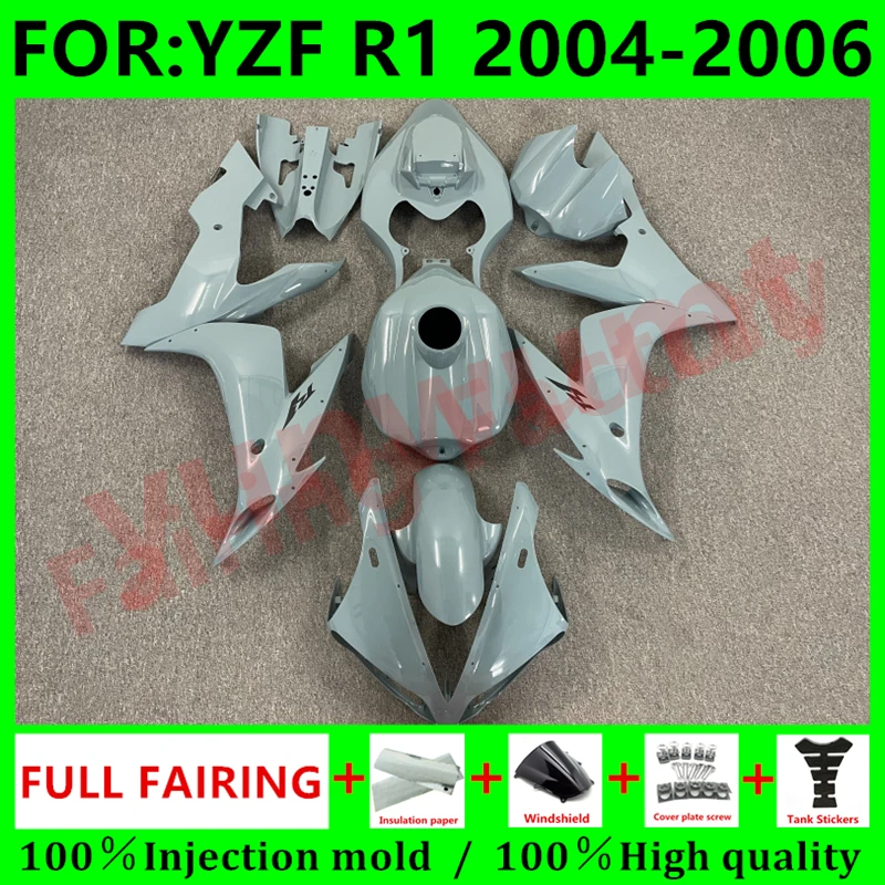 

Новый комплект обтекателей для мотоцикла ABS, подходит для YZF R1 2004 2005 2006 YFZ-R1 04 05 06, Обтекатели для кузова, набор серого цвета
