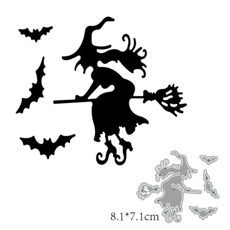 

Broom Witch Etching Metal Cutting Dies DIY Scrapbook Die Cutout Wedding Party Craft Card Embossing Decoration Stencil Reusable