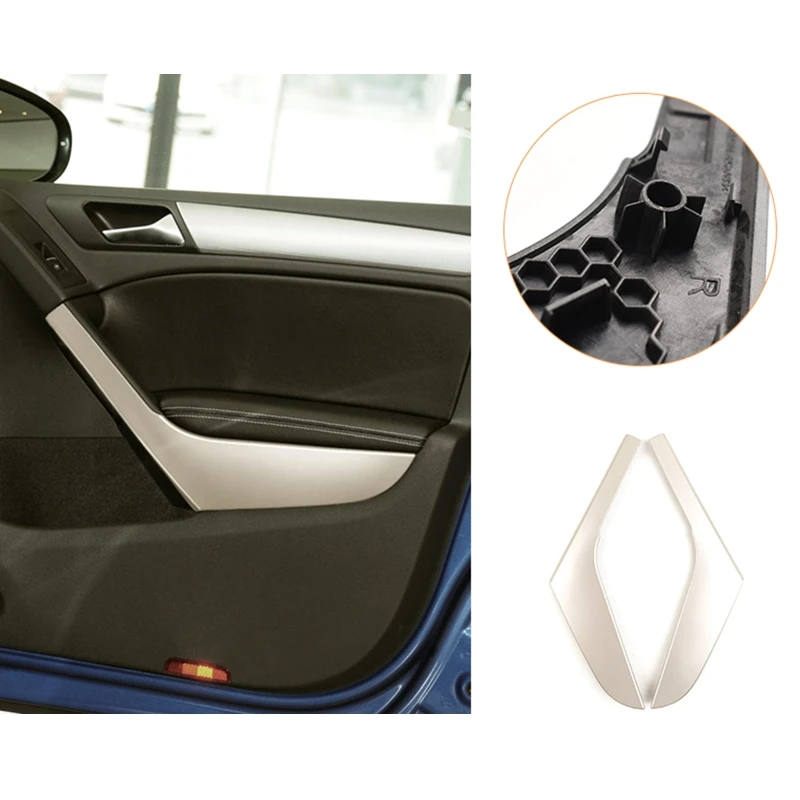 

Car Interior Door Pull Handle Trim Cover Black Inner Accessories Parts Compatible with 2009-2014 Golf MK6 E8BC