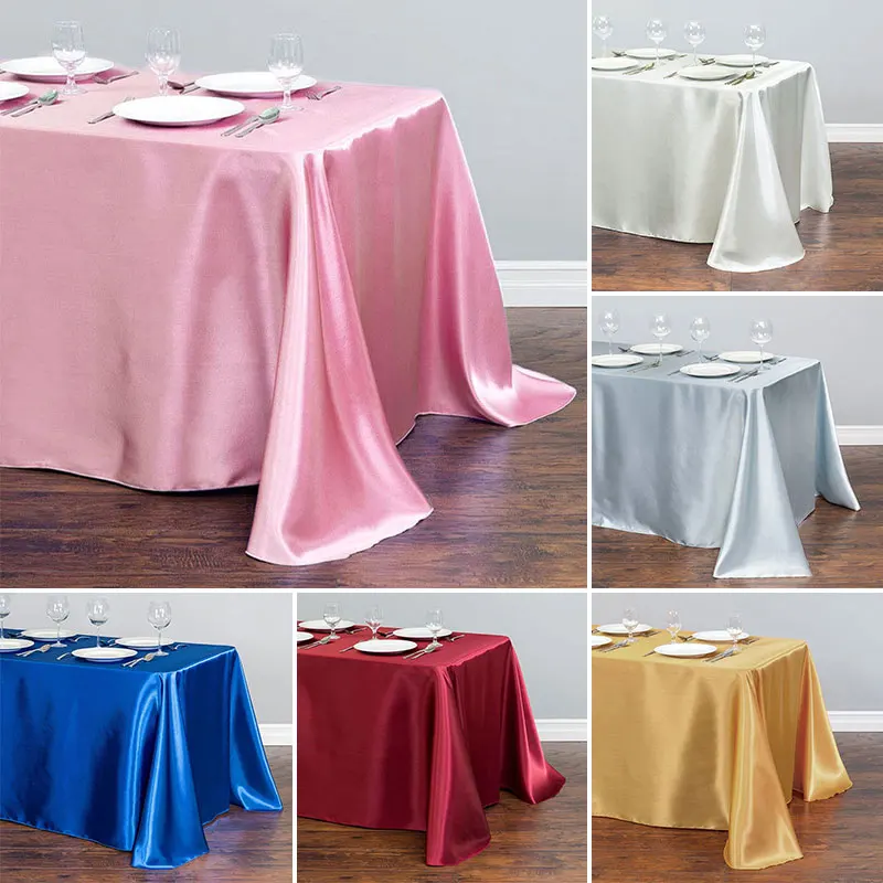 

1pc Satin Table Cloth Table Topper Overlay Table Cover Tablecloth Birthday Wedding Banquet Hotel Festival Party Decoration