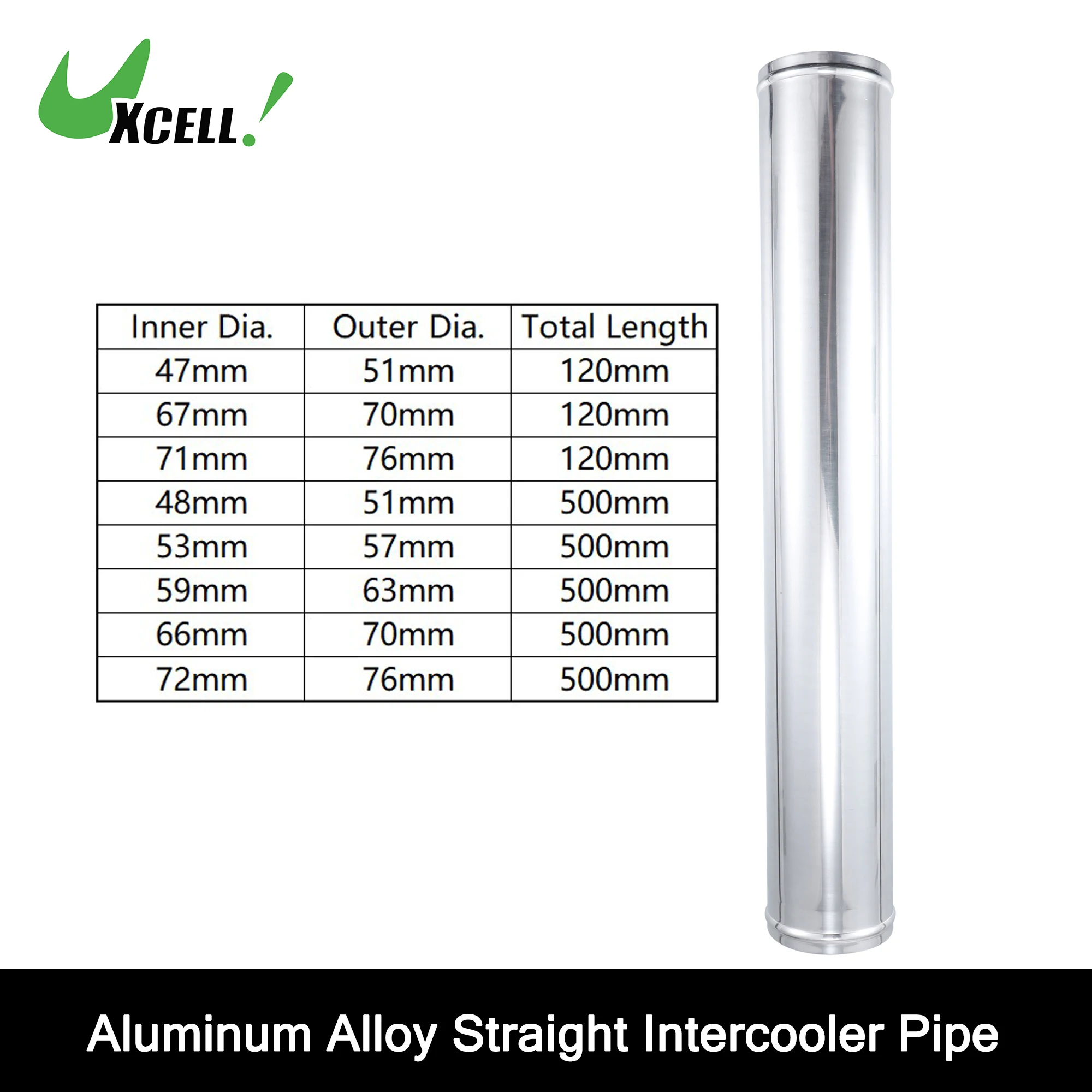 Трубка из алюминиевого сплава UXCELL OD 51 мм, 57 мм, 63 мм, Длина 500 мм, 120 мм, прямая воздухозаборная трубка для интеркулера, автомобильные аксессуары