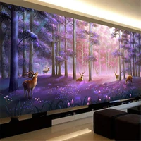 5d diy diamond art painting kit purple fantasy forest elk landscape diy diamond embroidery living room wall painting home decor