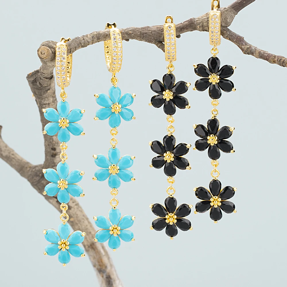 GUFEATHER MF86 ювелирные аксессуары позолота 18 карат медь цирконы форма цветка два