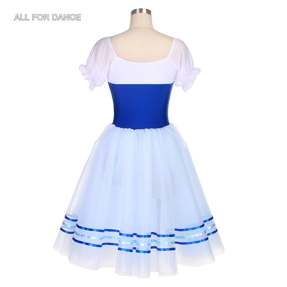 Женское балетное платье-пачка с рукавами-фонариками синее платье лифом