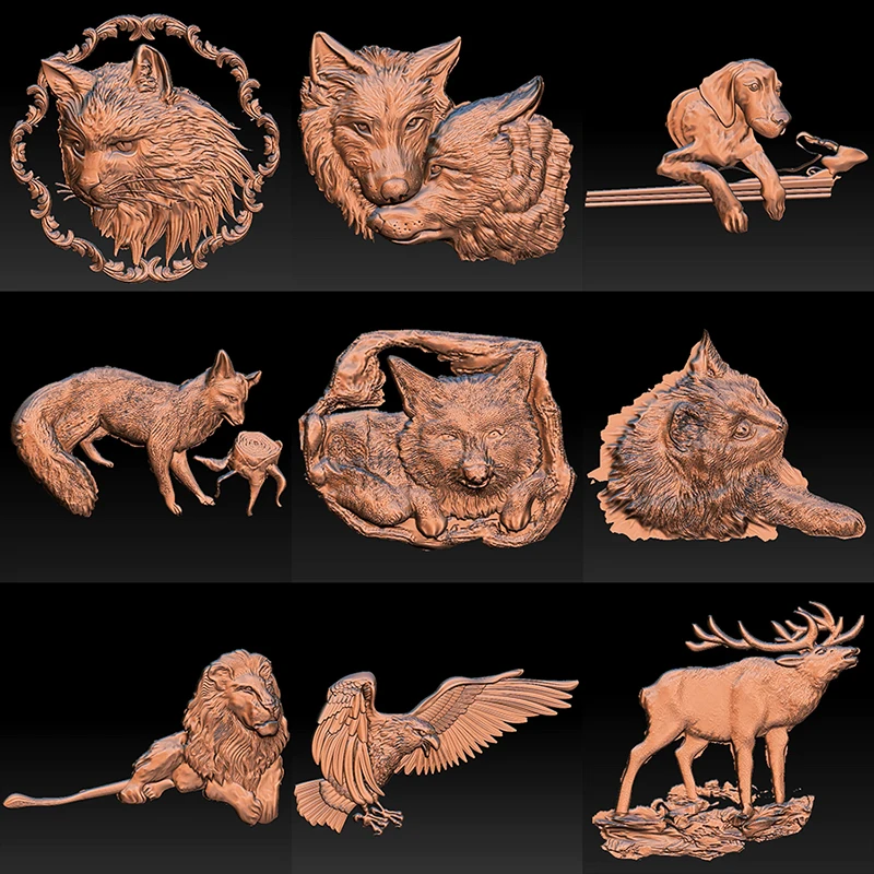 Цифровой рельефный 3d-напильник с животными для гравировки на станке ЧПУ в