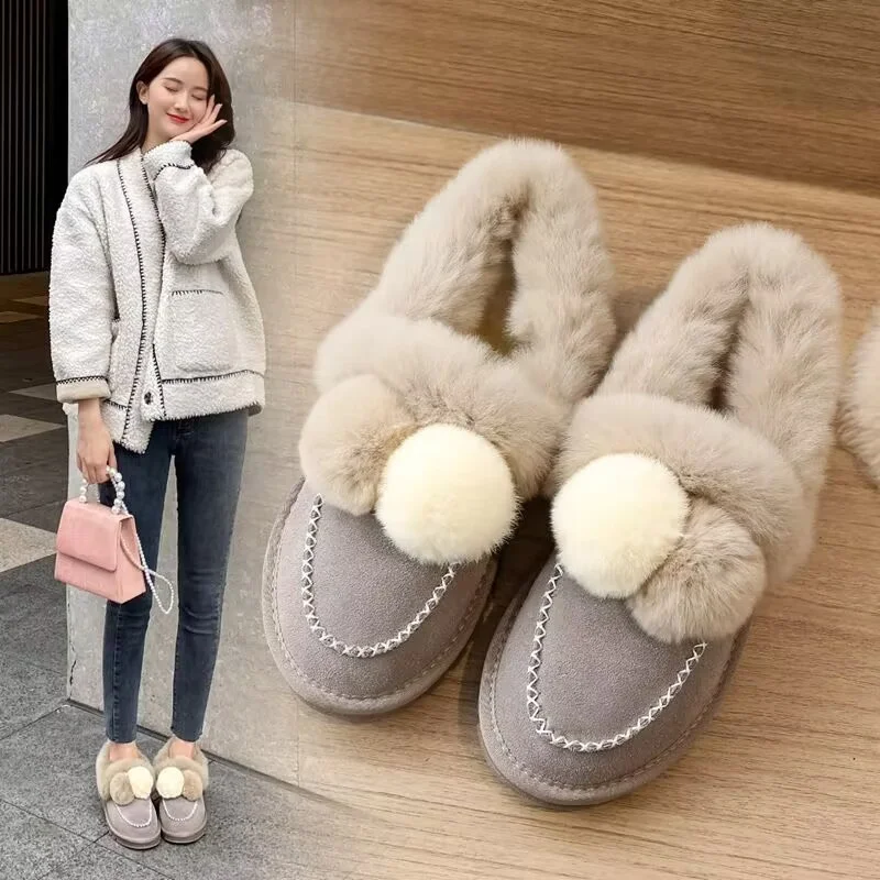

Fox hair boots Winter plus fleece warm boots sweet all-in-one handmade custom fur boots women's 35-40