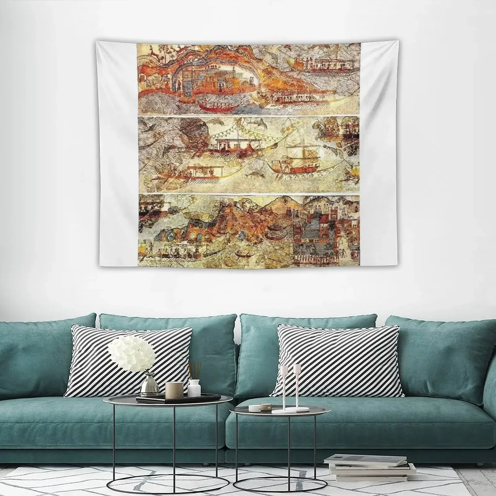 Гобелен Minoan Admirals Flotilla Fresco в трёх панелях 100% полиэстер