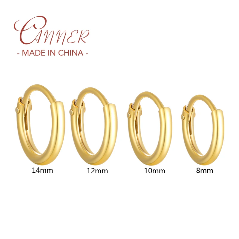 

CANNER 1Pair Cartilage Earring 925 Sterling Silver Circle Hoop Earrings for Women 8mm 10mm 12mm Mutiple Size Piercing Jewelry