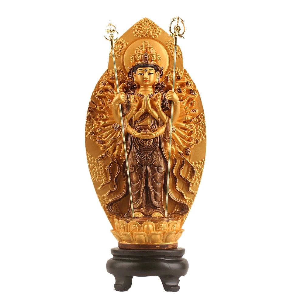 

Resin, gold-plated, thousand handed Guanyin Bodhisattva, Guanyin Bodhisattva, handicraft ornaments