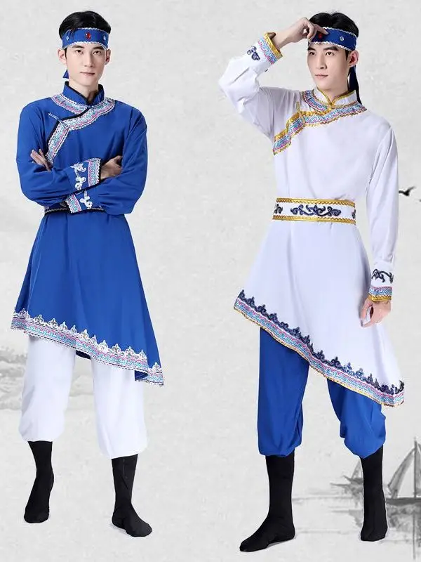 

Chinese Style Mongols Costume Mens Mongolian Dance Performance Costume Wrestling Chopstick Dance Performance Clothing