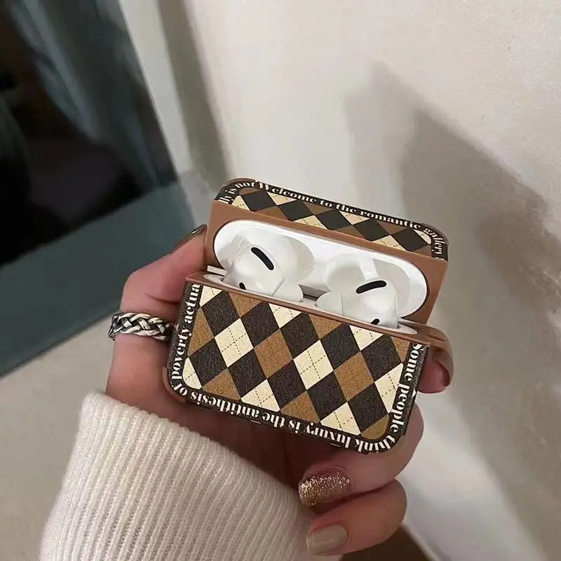 

For Apple airpods pro protective sleeve silicone creative relief airpods1/2 earphone shell Simple Rhombus Case