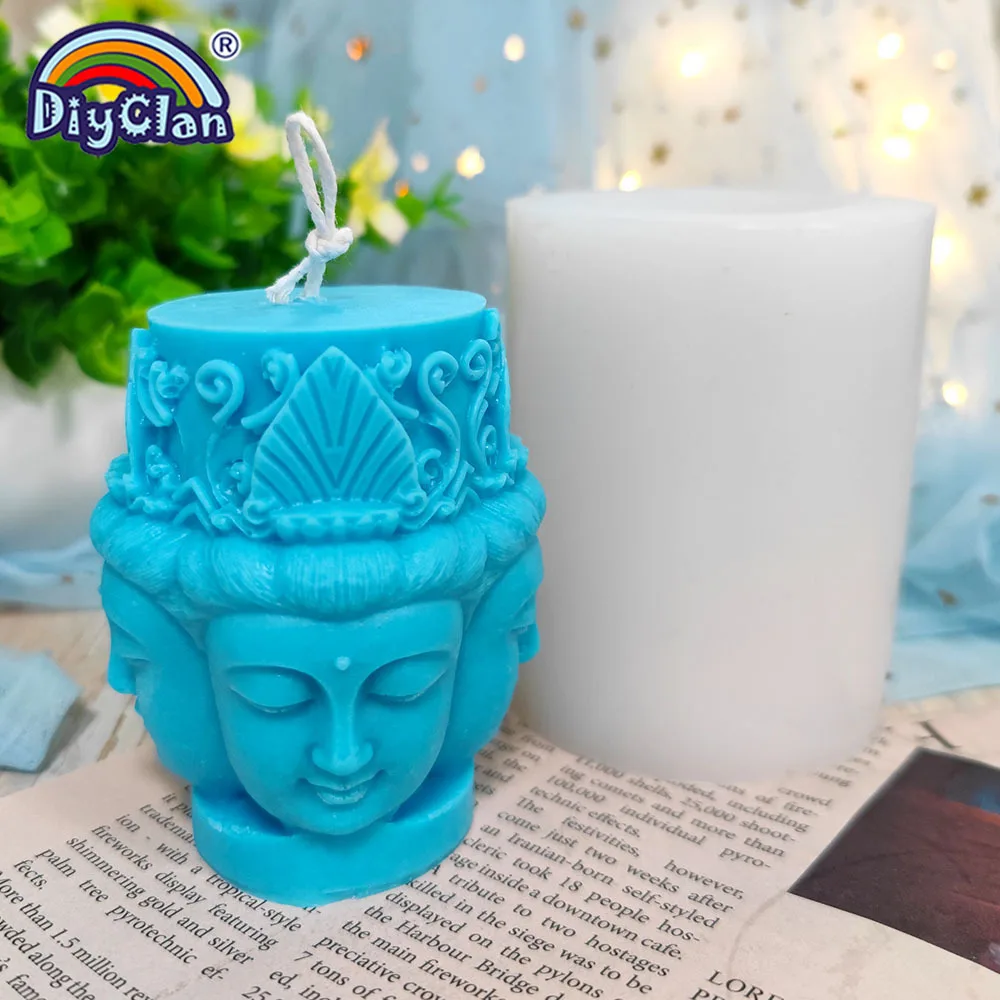 Four-face Buddha Statue Silicone Mold Chinese Element Shape DIY Candle Gypsum Epoxy Resin Soap Handmade Making Mould
