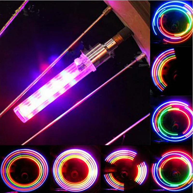 Купи 1pc LED Bike Wheel Tire Valve Light Cap Spoke Neon Light Lamp Flash LED Colorful Hot Wheel Bicycle Gas Nozzle Light Accessories за 184 рублей в магазине AliExpress