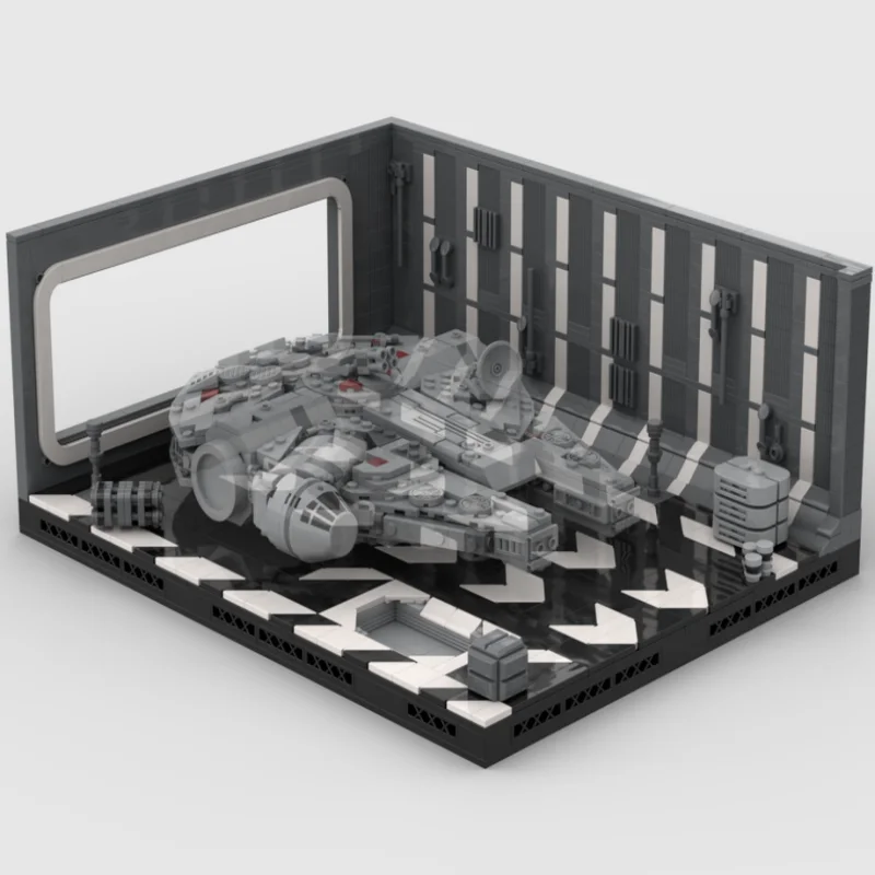 Фото Новый космический корабль MOC Empire, индивидуальная база для дисплея, сделай сам, сборка, строительные блоки из мелких частиц, игрушечная модель, детский подарок Hangar №3