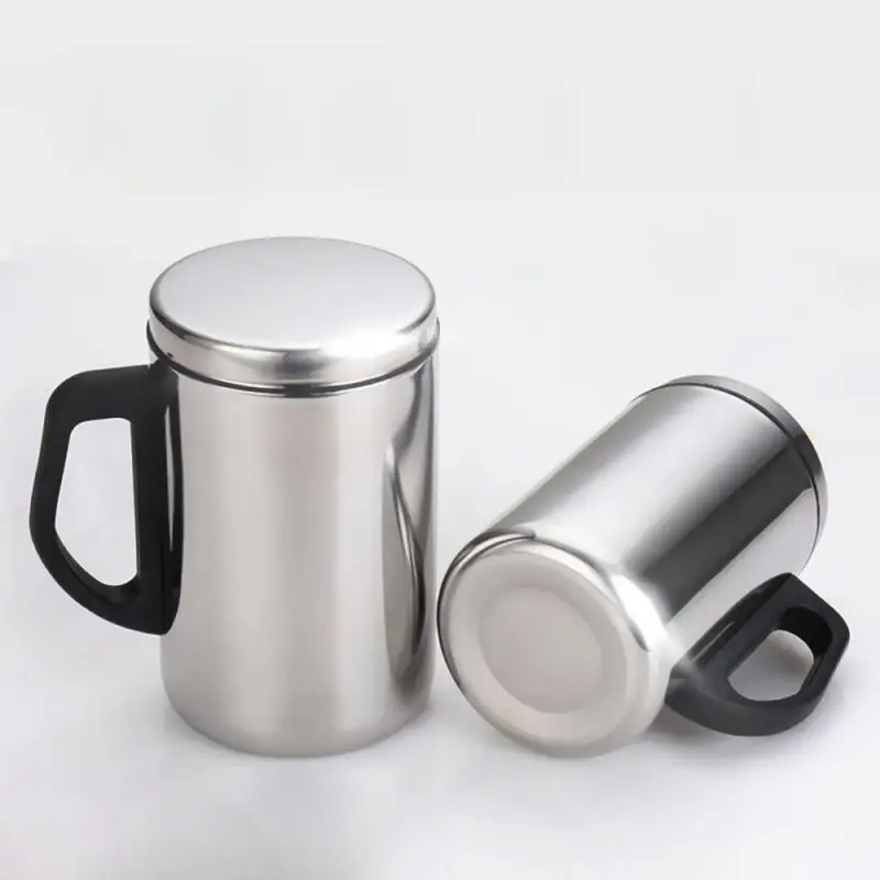 

Портативная кофейная кружка с ручкой крышки, изолированная чашка из нержавеющей стали, термокружки, дорожная кружка, посуда для напитков, кухонные аксессуары