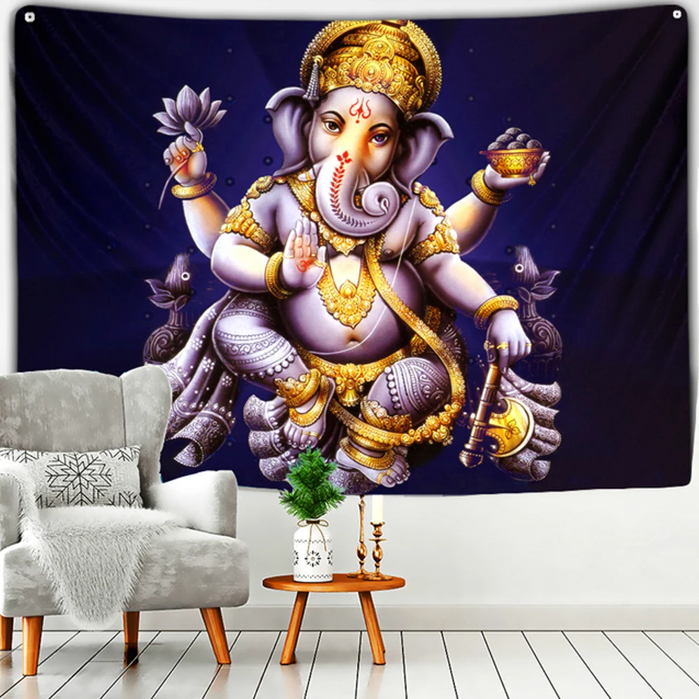 

Elephant Indian Mandala Tapestries Multiple Sizes Wall Hanging Ganesha Tapestry Walls Decor Polyester Fabric Home Decor