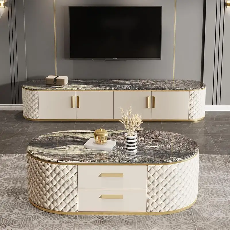 

Мраморный кофейный столик, ТВ-шкаф, современный круглый роскошный комплект мебели для гостиной