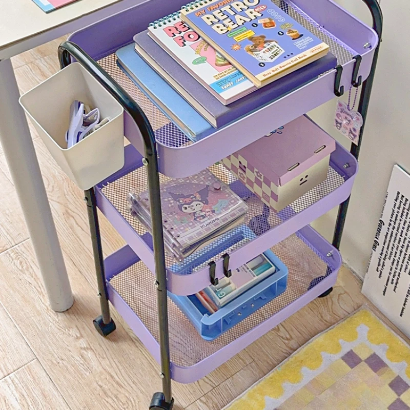 3-уровневая контрастная цветная полка для хранения на колесиках Многоуровневая