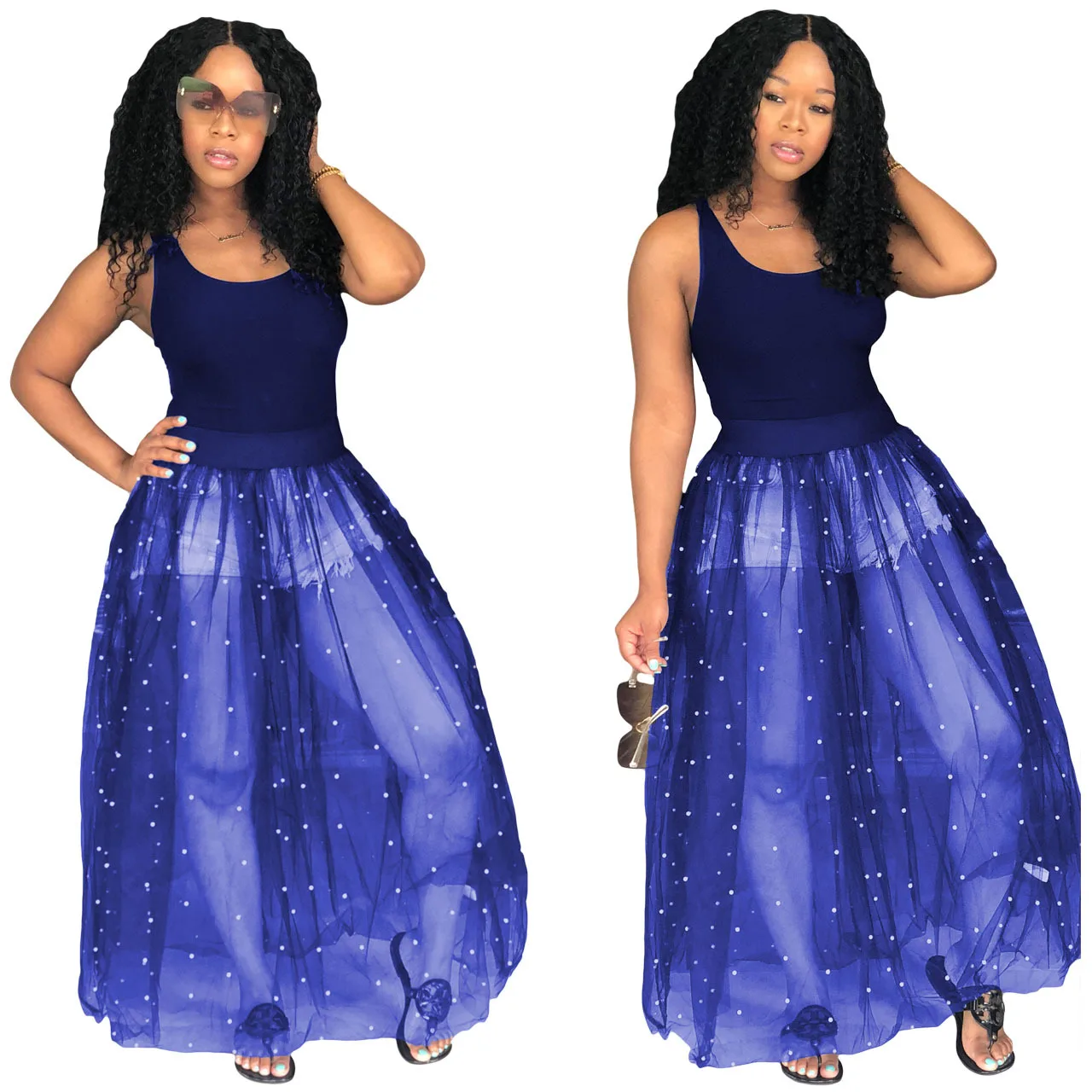 Женское летнее платье без рукавов с круглым вырезом | Женская одежда