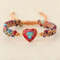 stone peach heart shaped double layer hand woven adjustable cute fashion bracelet accessoires bangle bracelets for women men