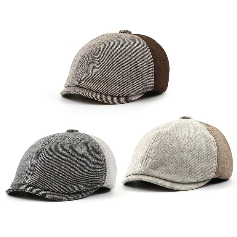 

2XPC Adult Painter Duckbill Beret Cap Color Block Classic Flat Ivy Cabbie Newsboy Hat