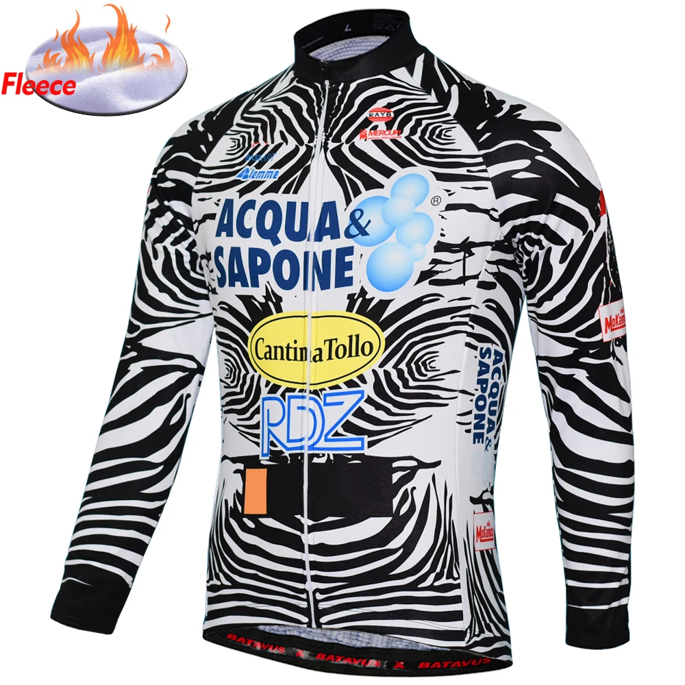 Зимний флисовый велосипедный трикотаж с длинными рукавами в стиле ретро одежда