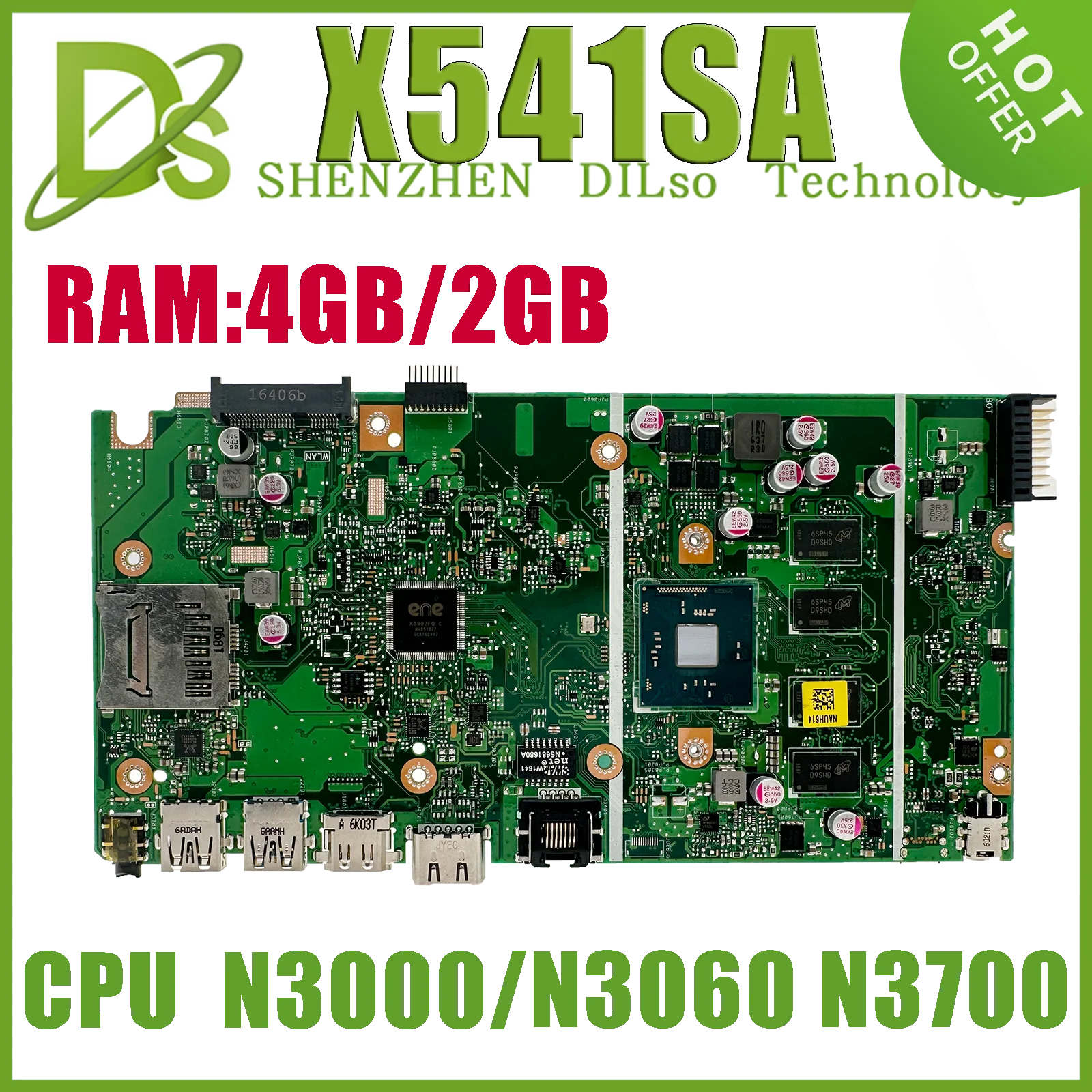 Ноутбук KEFUX541SA Материнская плата Asus X541SA A541SA F541SA R541SA D541SA материнская плата для ноутбука с N3000/N3060/N3700 CPU 4 Гб RAM